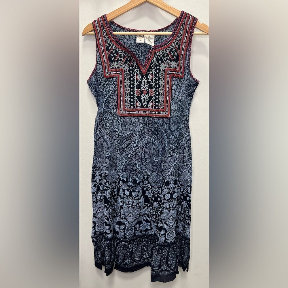 Bila Blue Sleeveless Boho Mini Dress Size Medium